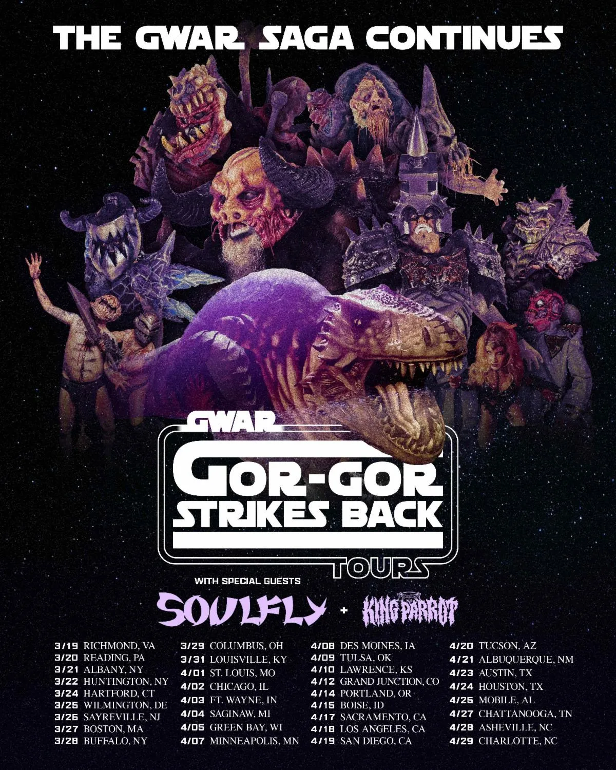 Gwar 2026 concert poster